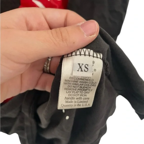 Lauren Moshi Black Tee with White Cartoon Graphic Betty Boop Distressed XS - Picture 3 of 6